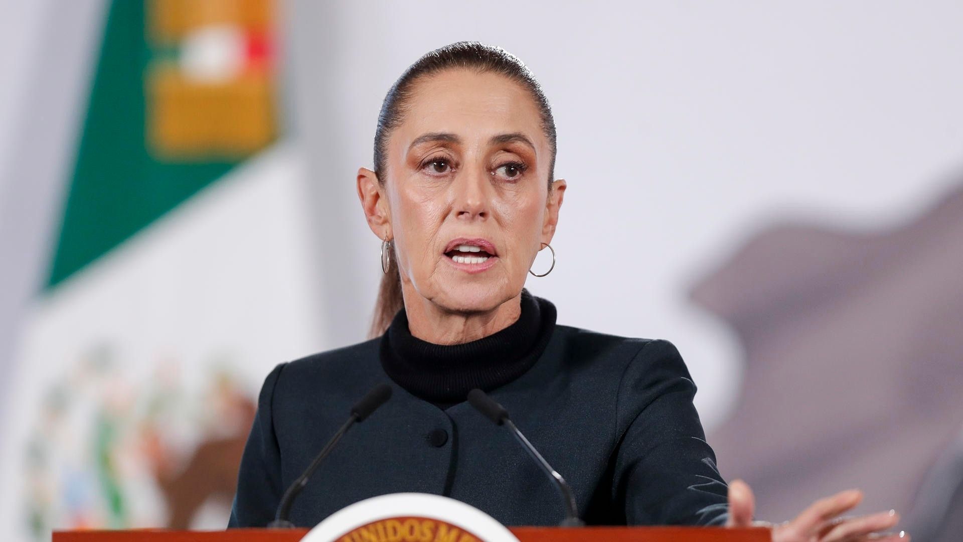 La presidenta Claudia Sheinbaum durante la mañanera del 21 de enero de 2026.