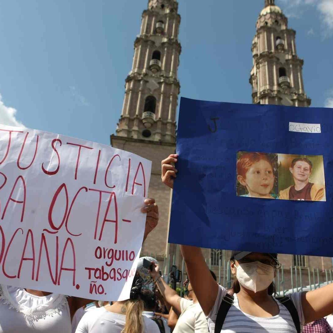 Protesta por la muerte de Octavio Ocaña en Tabasco