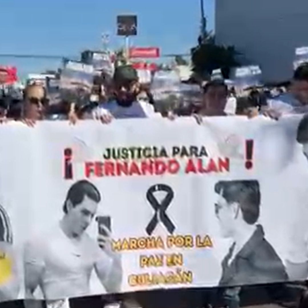 Realizan Marcha por la Muerte de Fernando Alan en Culiacán, Sinaloa. Foto: N+