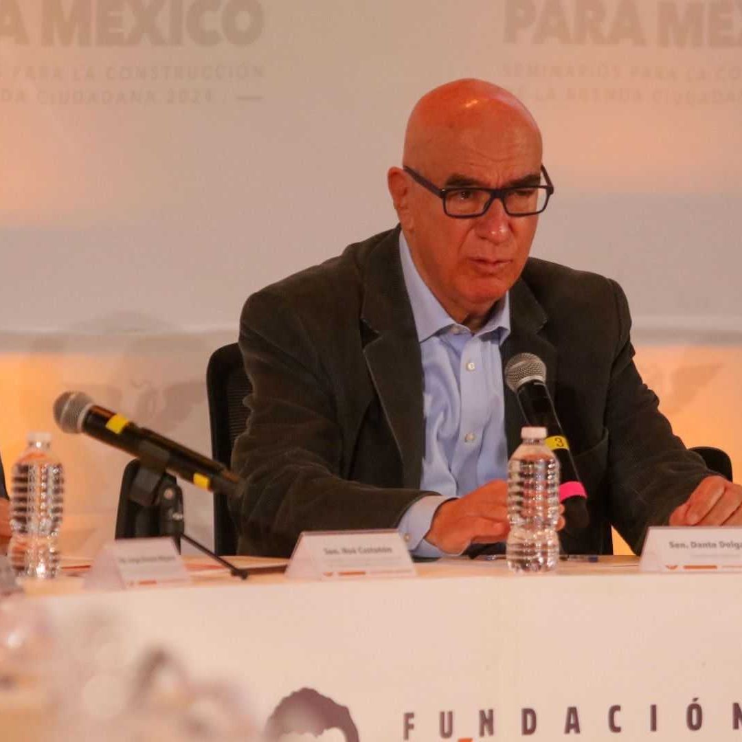 Dante Delgado en la presentación de la agenda de su partido en febrero pasado