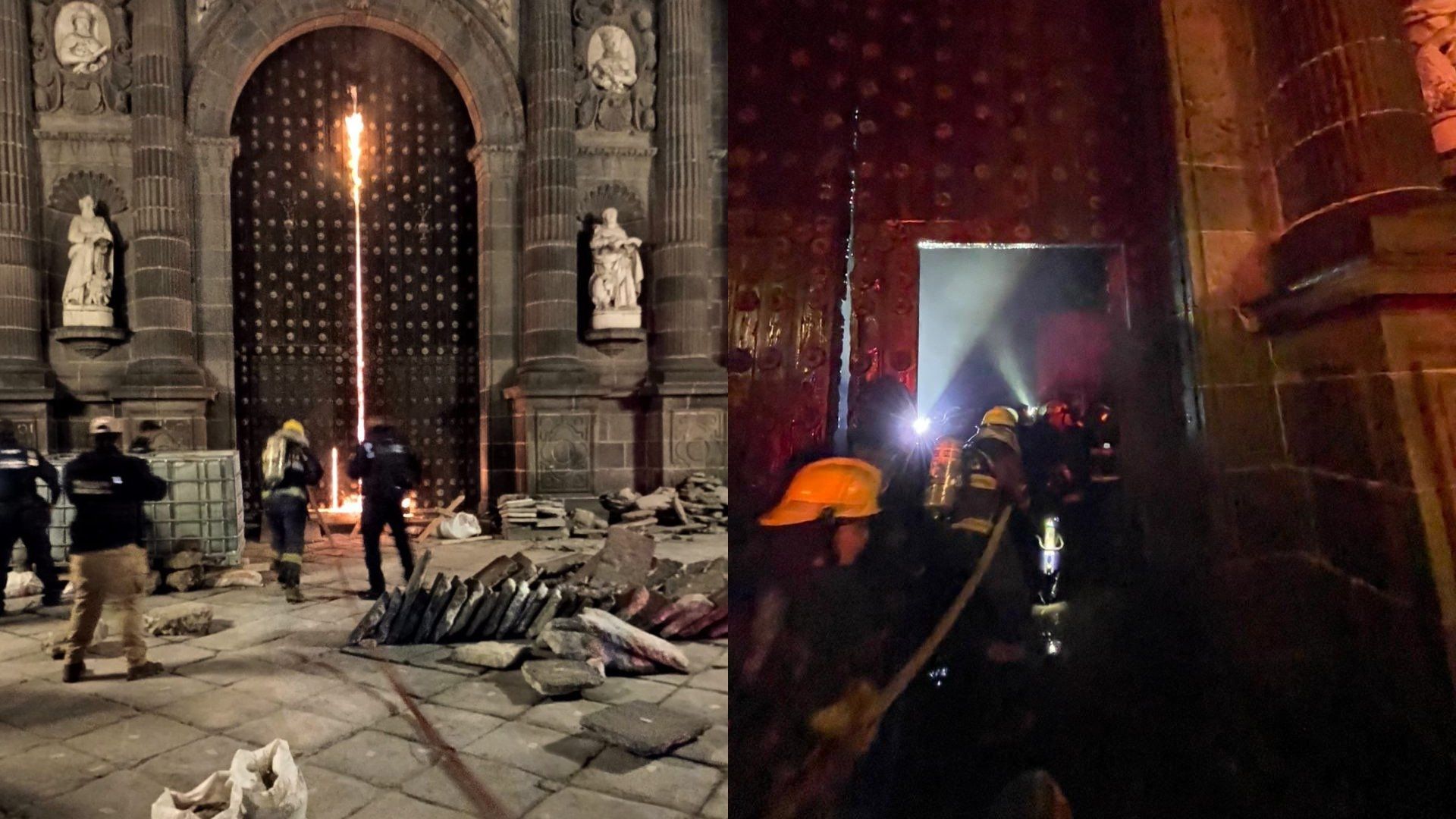 Incendio Puerta Norte Catedral de Puebla Dos Sujetos Vandalismo
