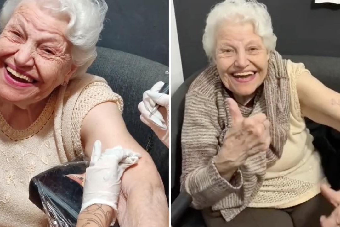 Abuelita de 91 años se tatúa junto a sus cuatro bisnietos