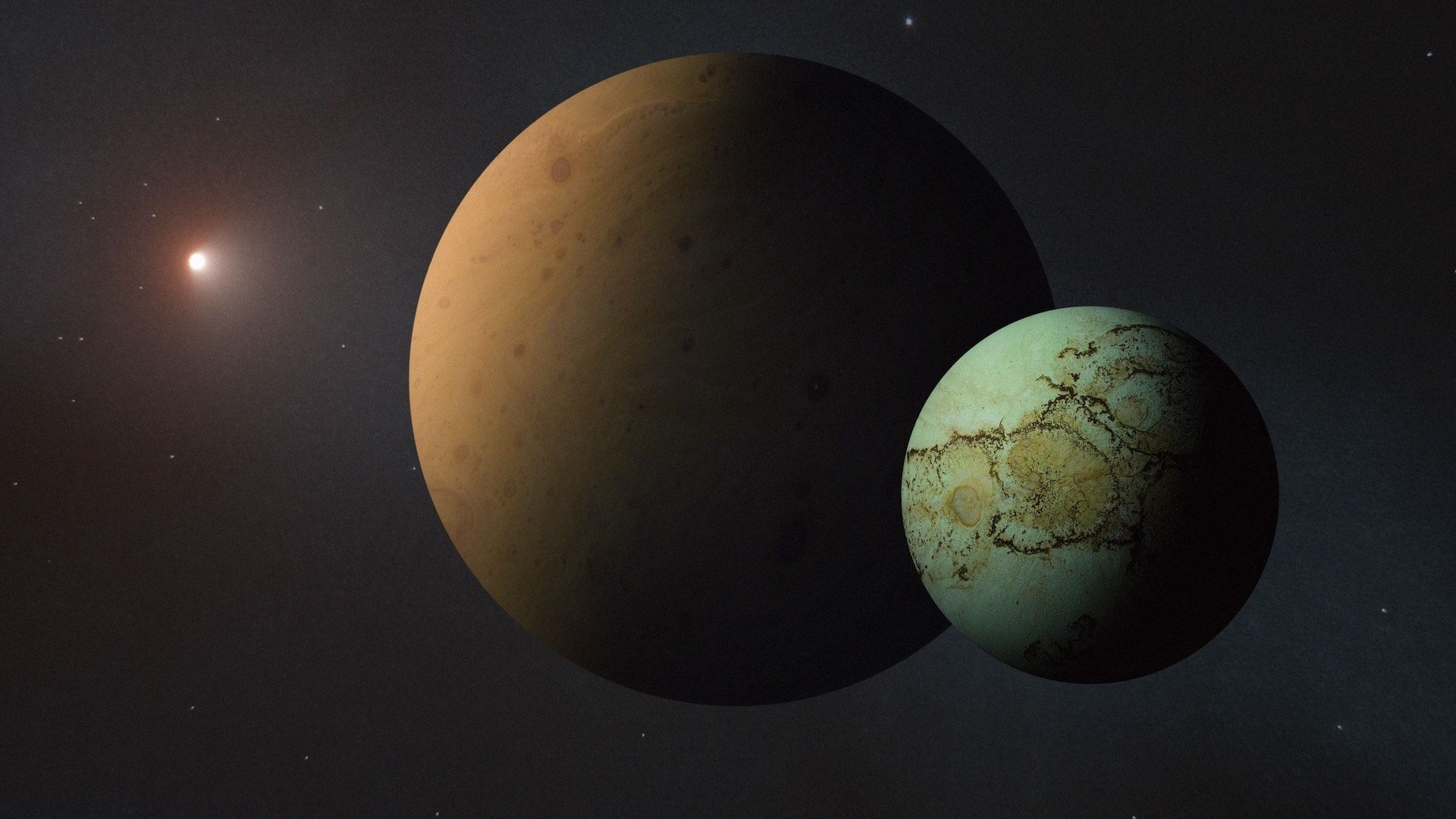 Descubren exoplaneta con luna masiva casi la mitad de grande que Júpiter