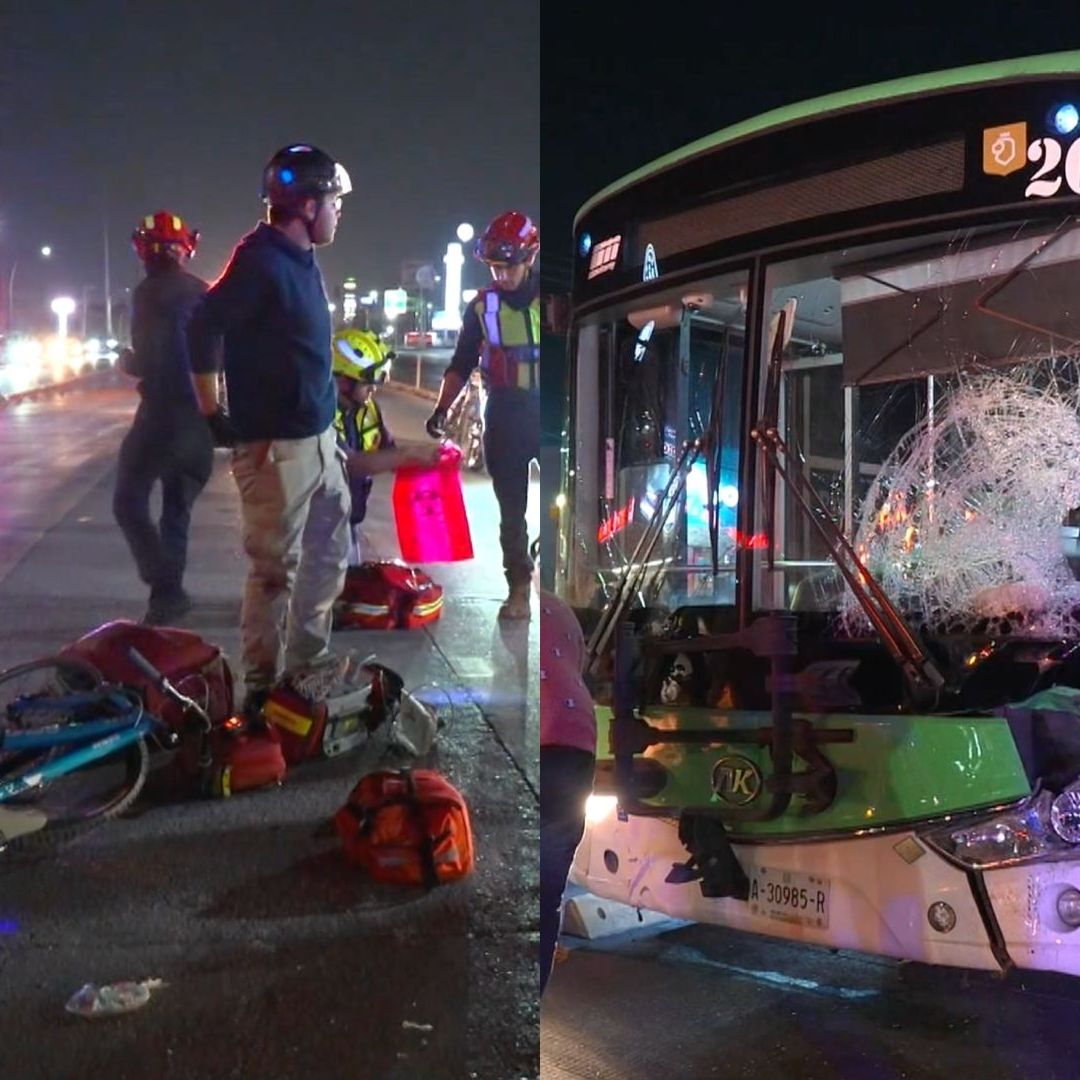 Camión atropella a motociclista en Ecovía en Monterrey