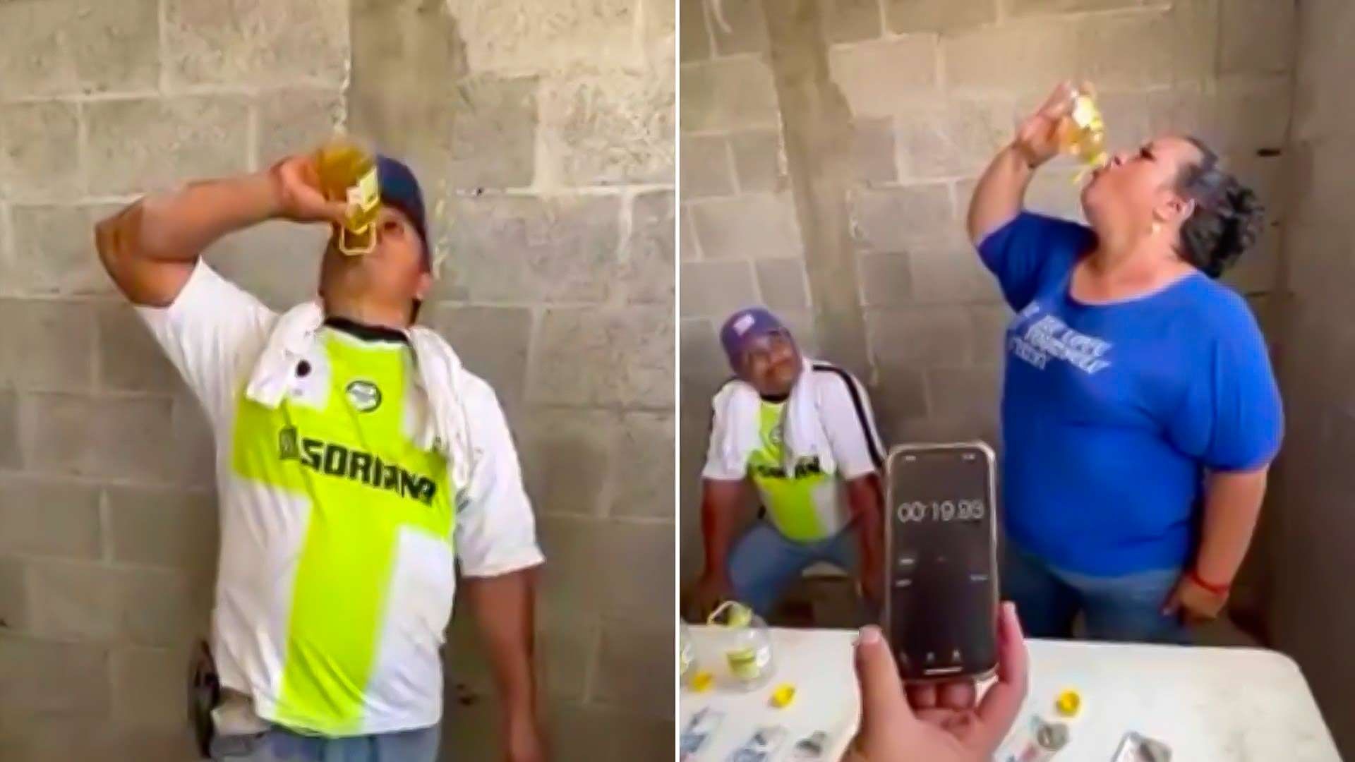 Video: Mujer Reta a Albañil y Bebe 1 Litro de Tonayán en 23 Segundos
