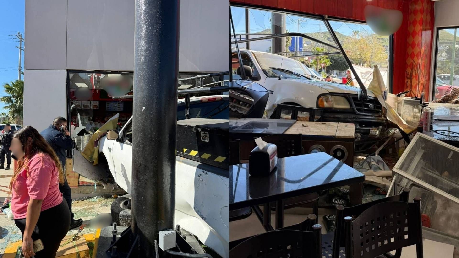 Camioneta choca con tienda VIP en Tecate