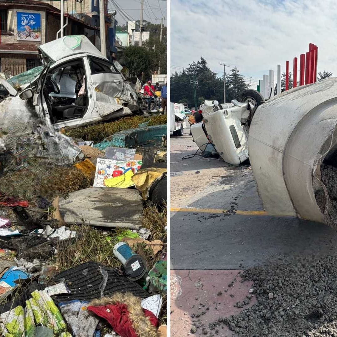 Revolvedora de Cemento Choca contra Auto en Almoloya, Edomex; Reportan a Maestra Grave | VIDEO