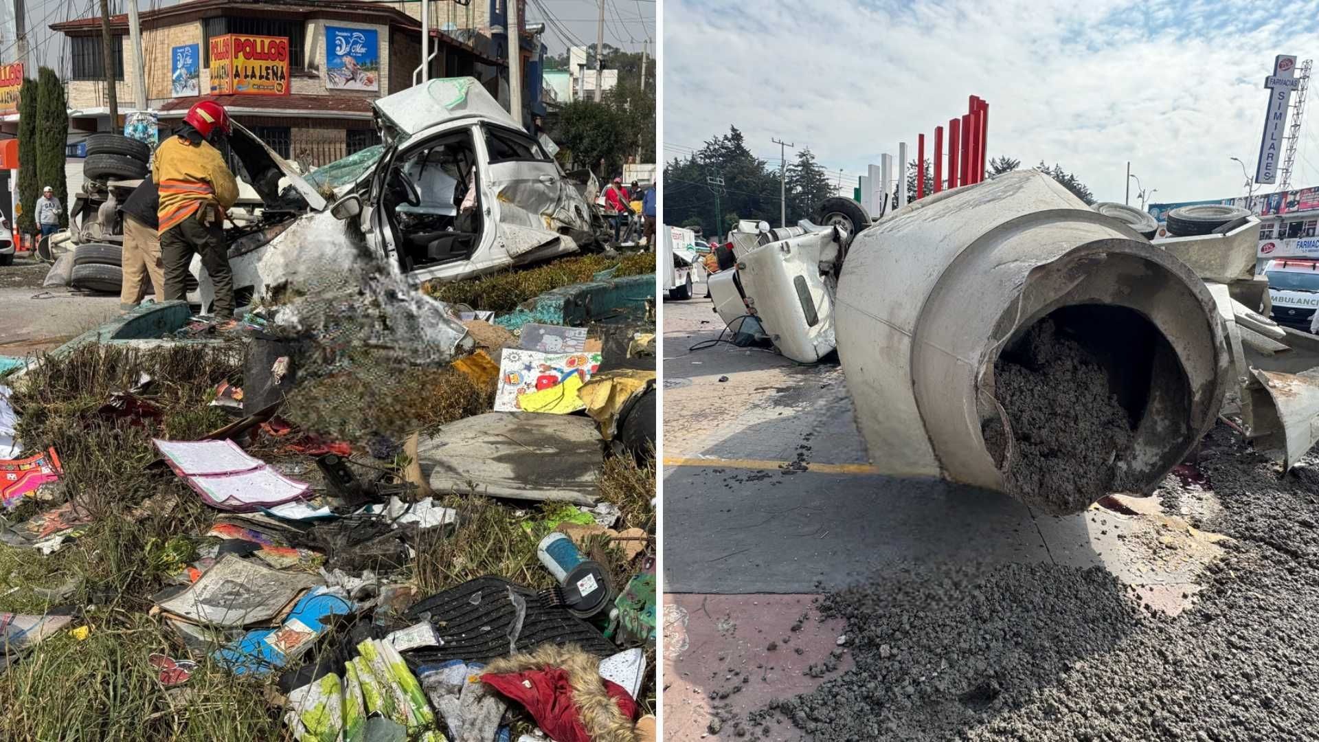 Revolvedora de Cemento Choca contra Auto en Almoloya, Edomex; Reportan a Maestra Grave | VIDEO