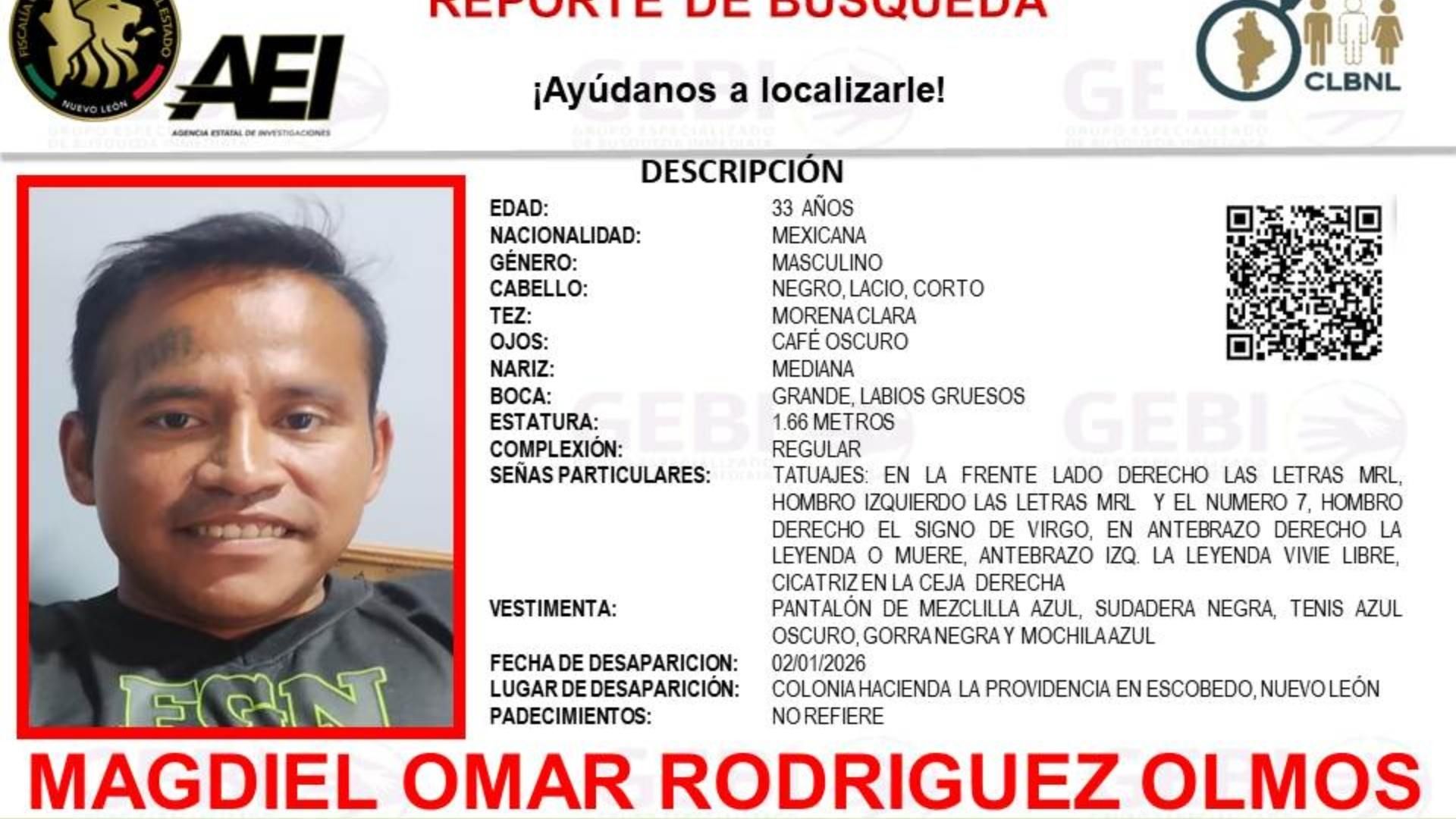 Ficha de búsqueda de Magdiel Omar Rodríguez Olmos