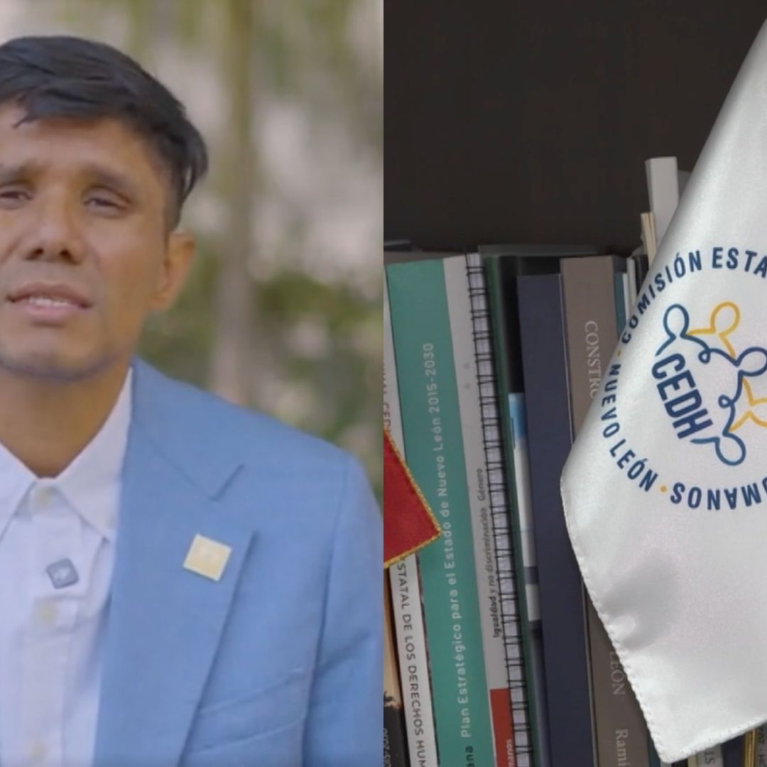 Maestro Leonardo Escobar y bandera de la CEDH