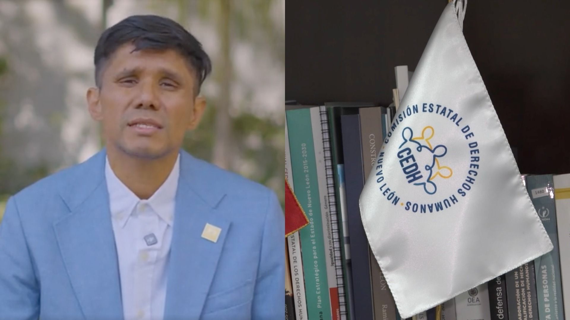Maestro Leonardo Escobar y bandera de la CEDH