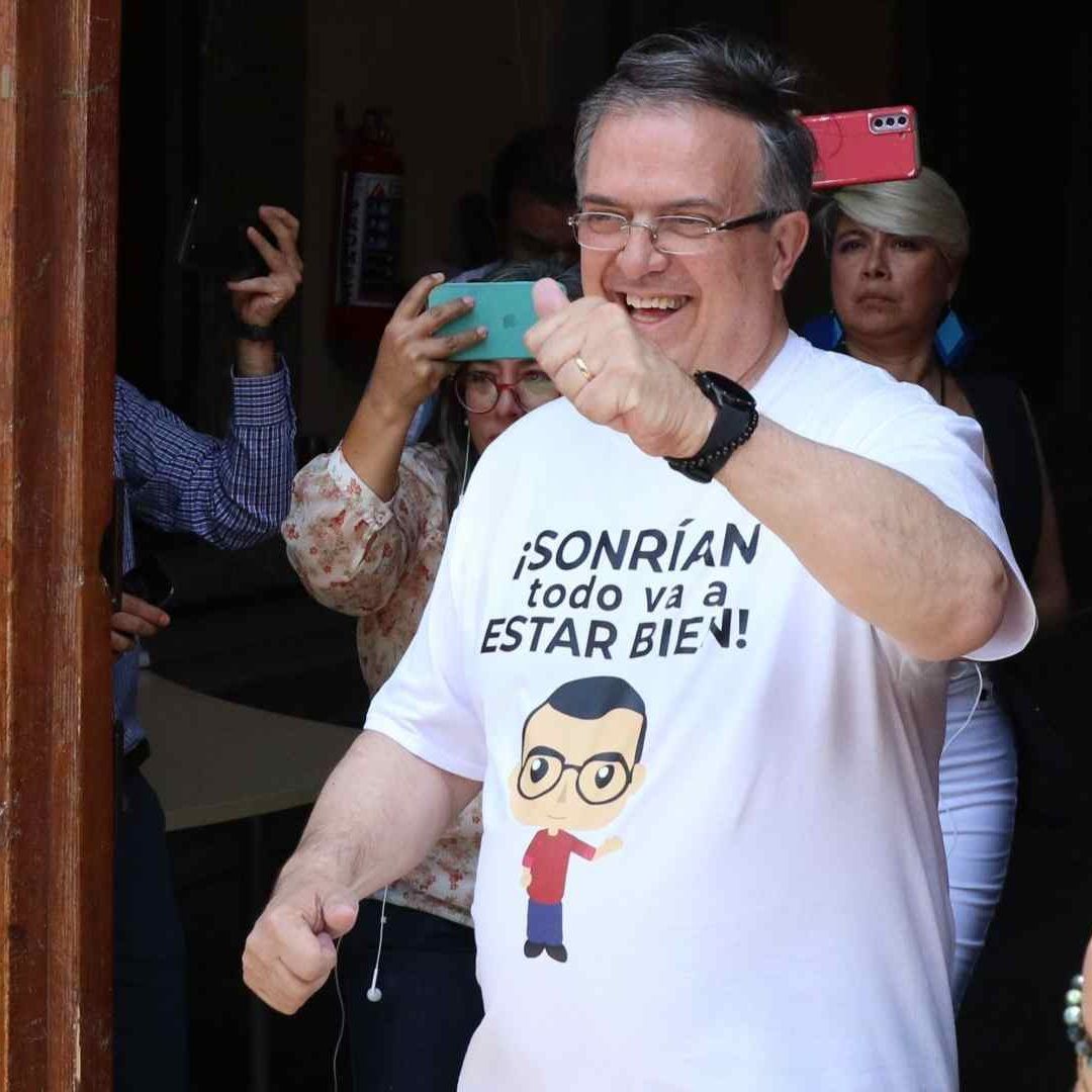 Marcelo Ebrard a su salida de Palacio Nacional.