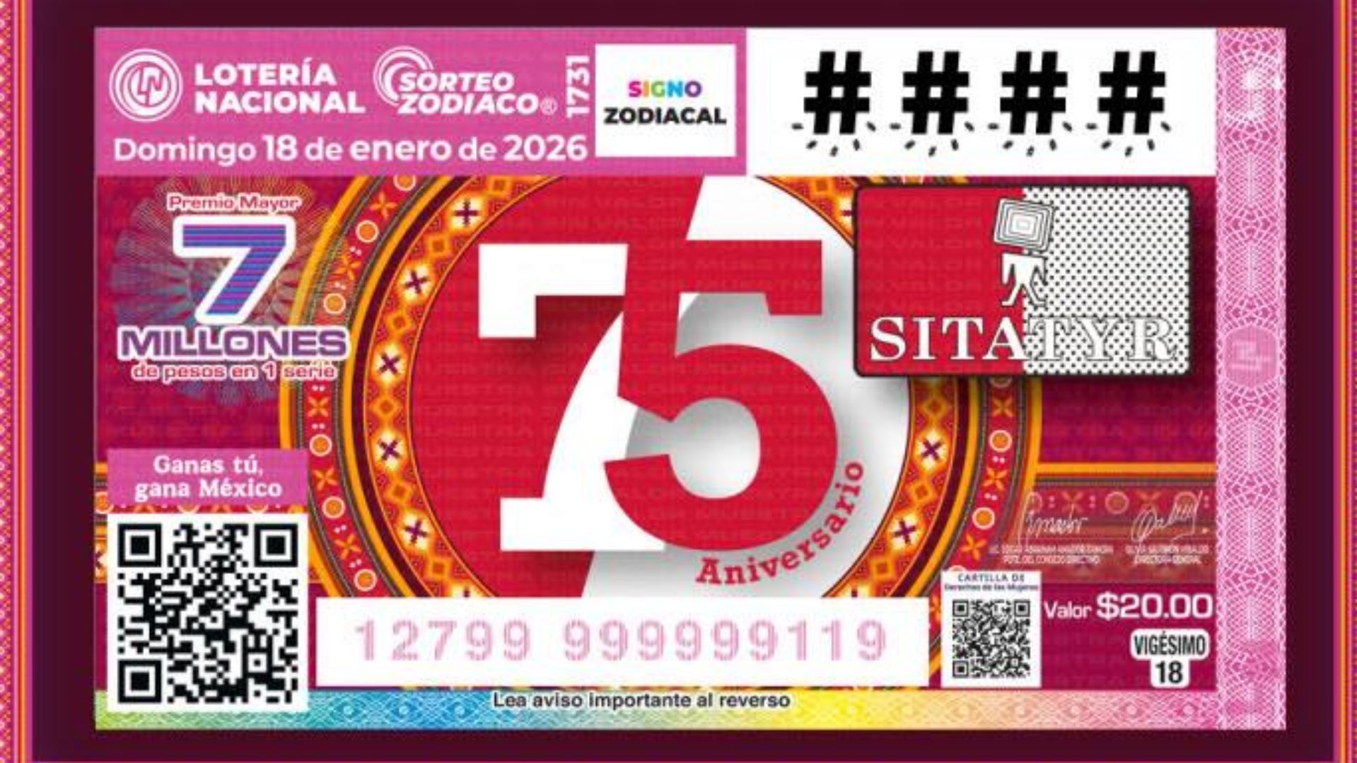 Conoce Dónde Cayó el Premio Mayor de Lotería Nacional 18 de Enero 2026 de Sorteo Zodiaco 1731