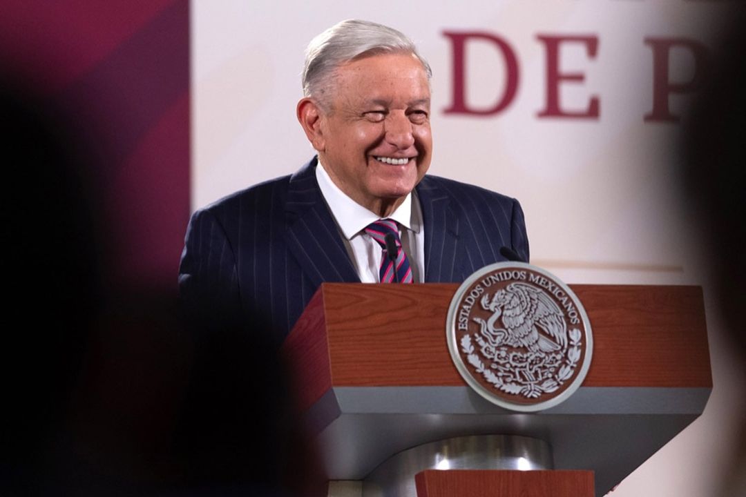 El presidente Andrés Manuel López Obrador presenta su mañanera desde Palacio Nacional