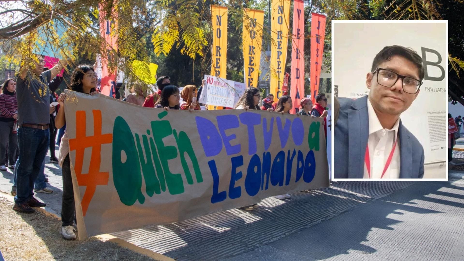 Marcha Manifestación Ibero Puebla por la No Localización del Maestro Leonardo Ariel Escobar Barrios Desaparecido en Nuevo León