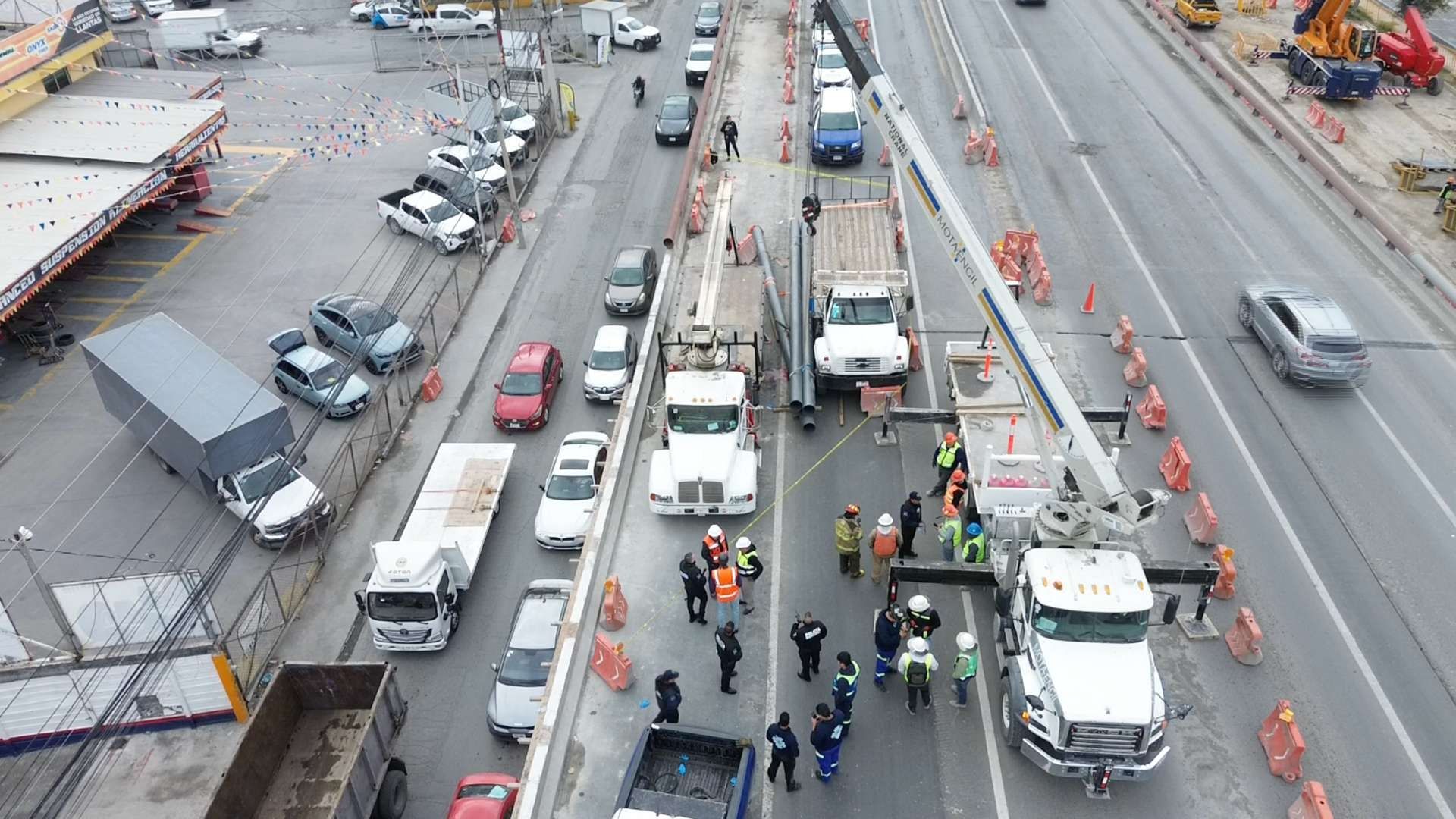 Obras de Línea 6 del Metro de Monterrey en Avenida Miguel Alemán