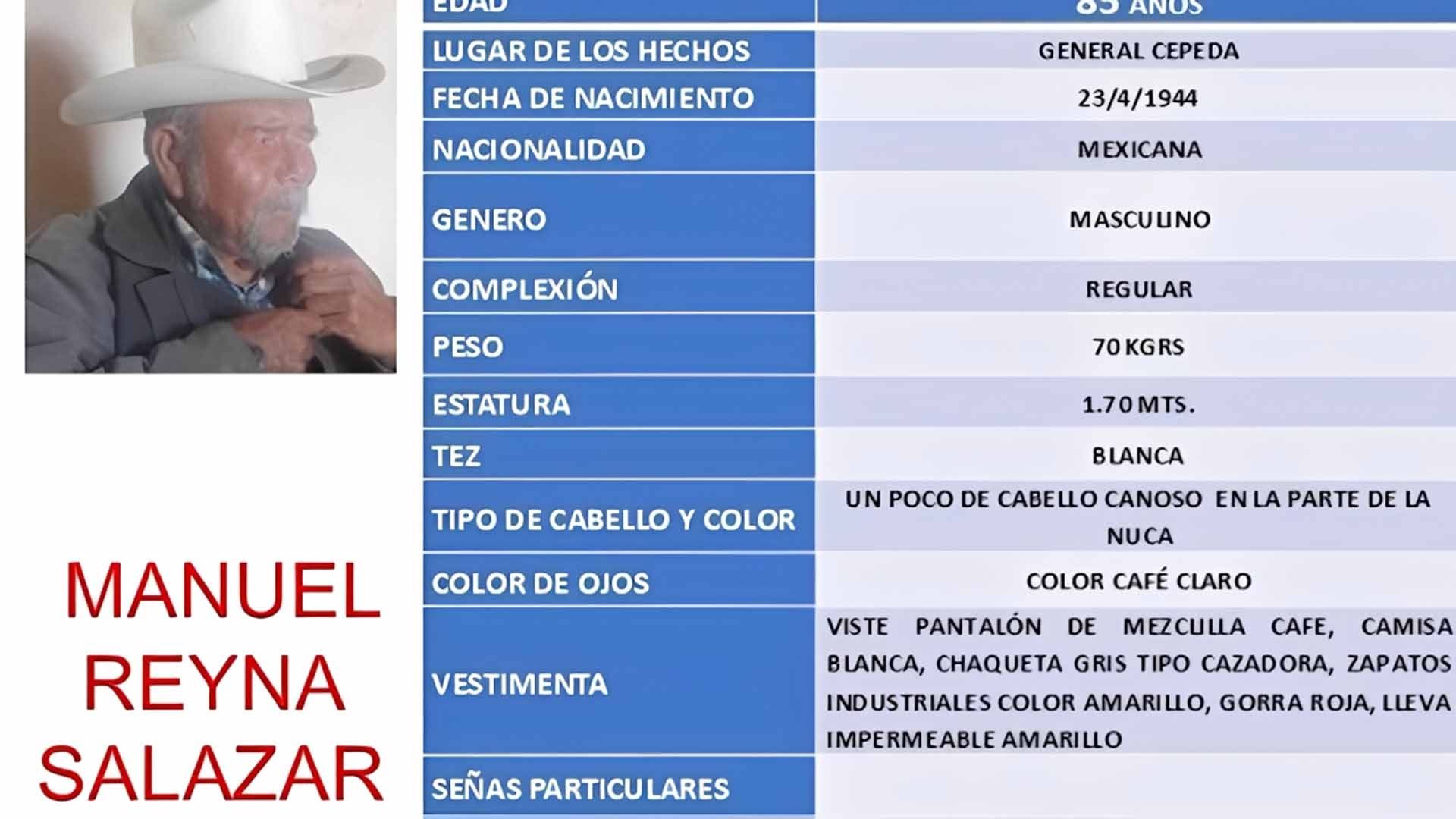 Desaparece Adulto Mayor Luego de Salir a Ordeñar su Ganado en General Cepeda