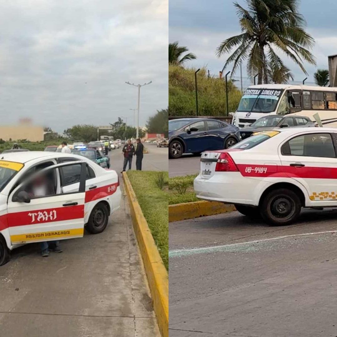 Taxi Choca y Vuelca en Avenida Fidel Velázquez La Pinera a la Altura de Recinto Portuario Veracruz