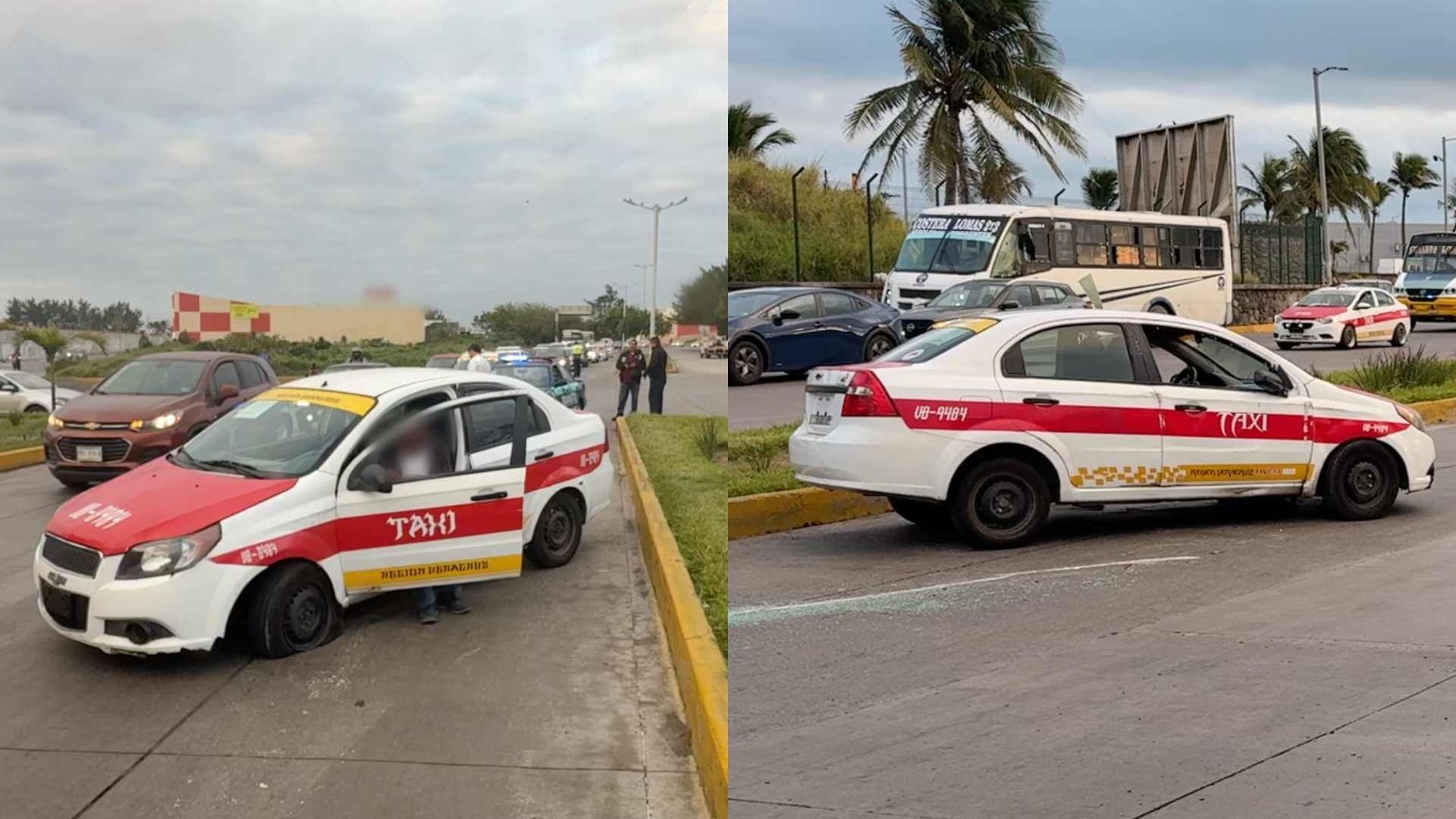 Taxi Choca y Vuelca en Avenida Fidel Velázquez La Pinera a la Altura de Recinto Portuario Veracruz