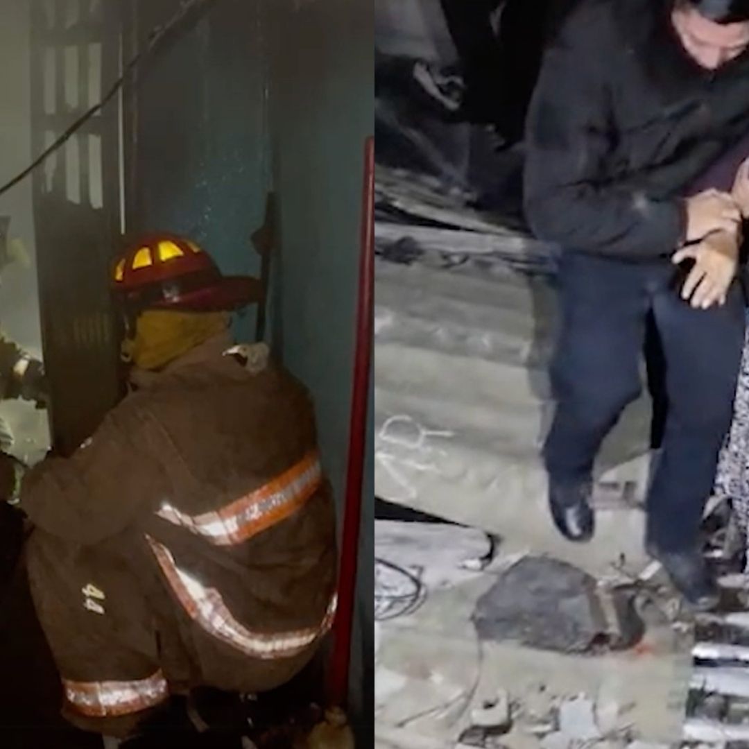 Bomberos y policías rescatan a familia de incendio en Guadalupe