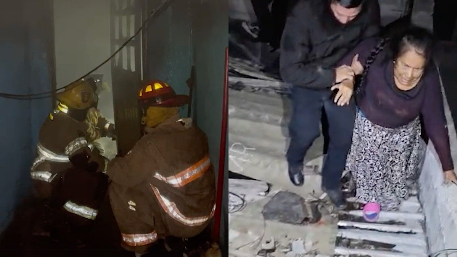 Bomberos y policías rescatan a familia de incendio en Guadalupe
