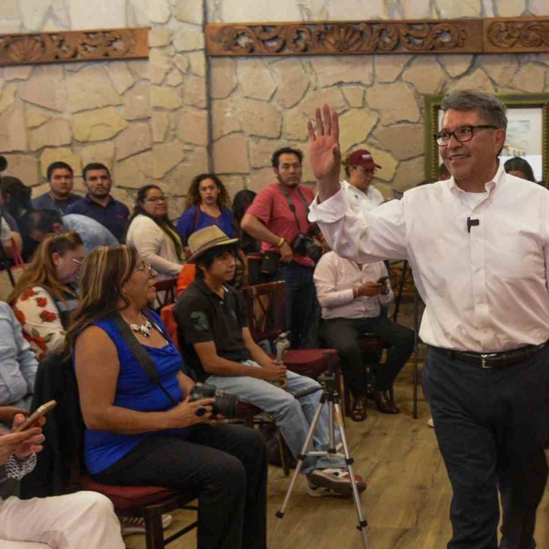 Ricardo Monreal durante su evento de hoy en Lerma, Estado de México