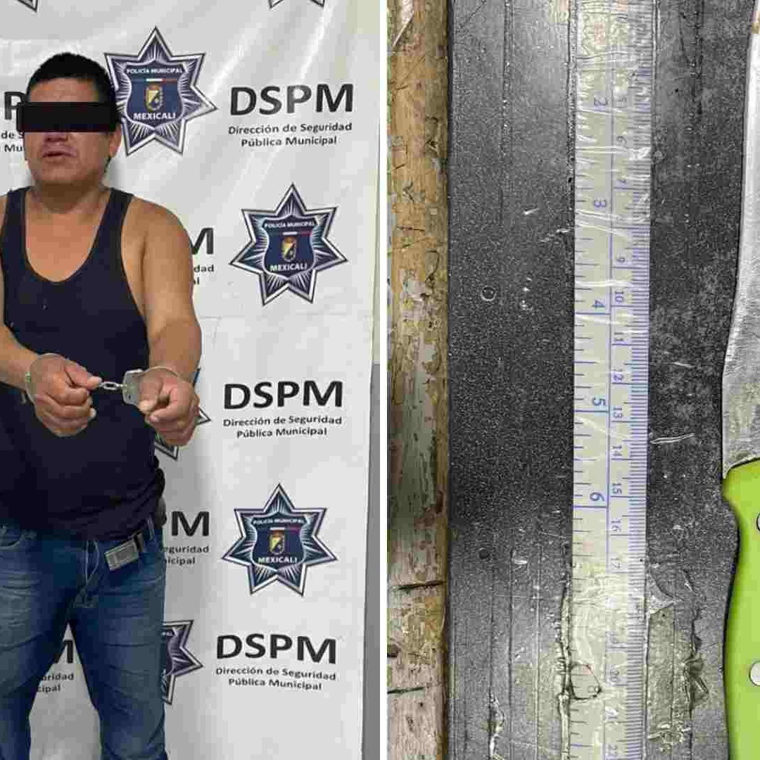 Rescatan a madre e hijo de sujeto que los amenazaba con un cuchillo en Mexicali, BC