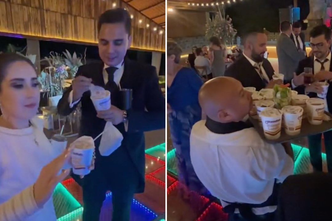 Novios dan sopas Maruchan en su boda
