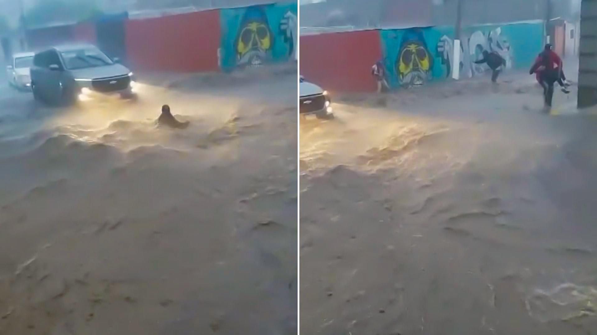 Niña Arrastrada por Corriente en Teotihuacán por Lluvias; Es Rescatada