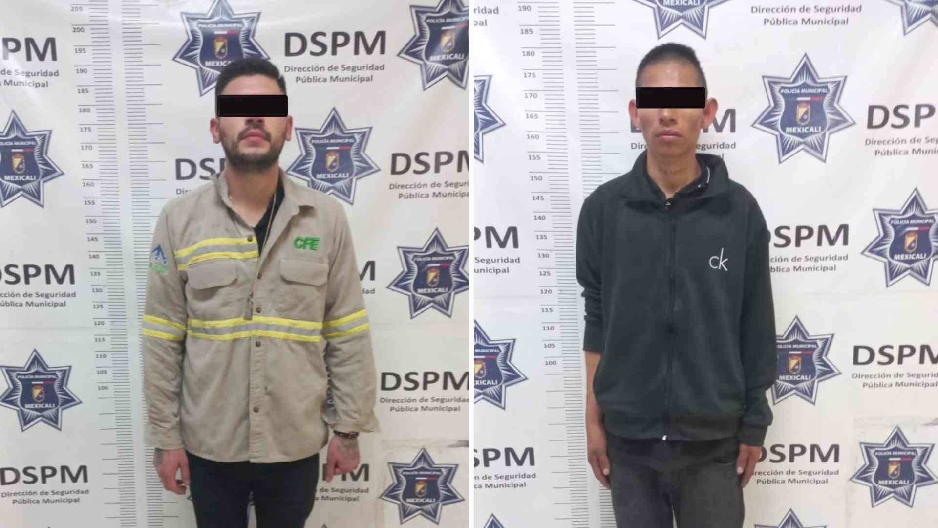 Detienen a dos ladrones en Mexicali, uno de ellos vestía uniforme de CFE