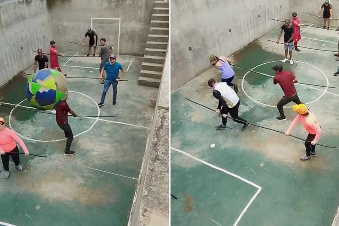 Juegan futbolito humano y se vuelven virales