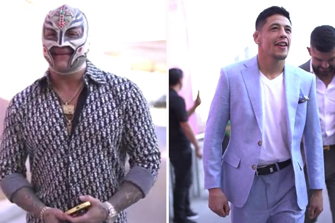 Rey Mysterio acompañó a Brandon Moreno en su pelea por el título de peso mosca