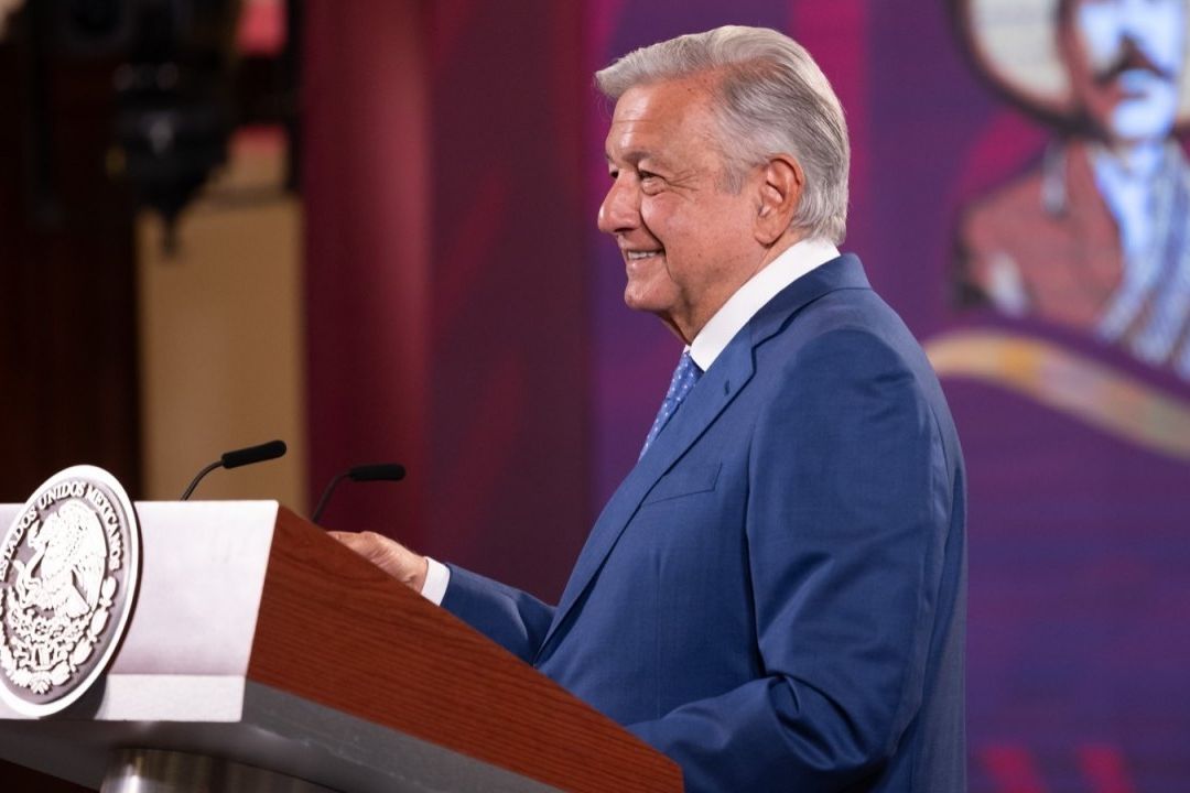 El presidente López Obrador ofrece su conferencia mañanera en Palacio Nacional