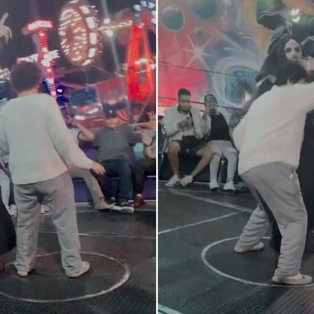 Video: Abuelita Baila con Monja Sobre un Juego Mecánico