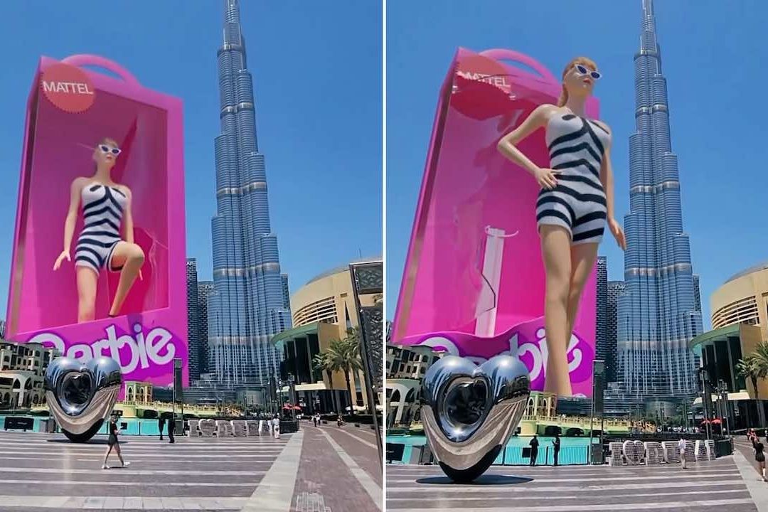 Barbie Gigante pase por Dubái para promocionar la película