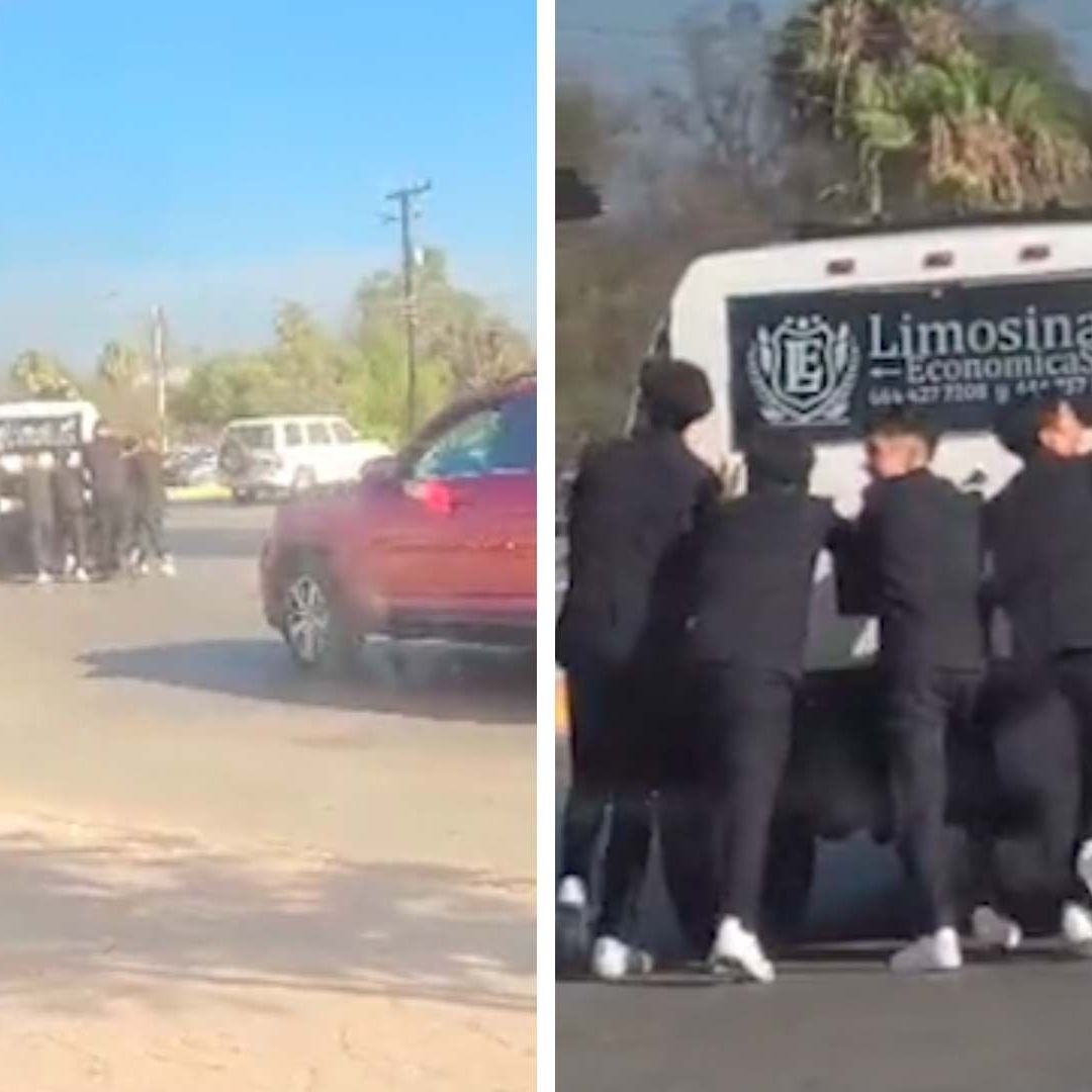 'Limusinas económicas' era el letrero que portaba este vehículo averiado en plena calle en Tijuana