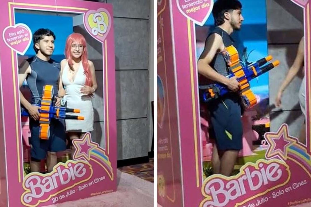 Una pareja fue grabada en video disfrazada de Barbie y Max Steel