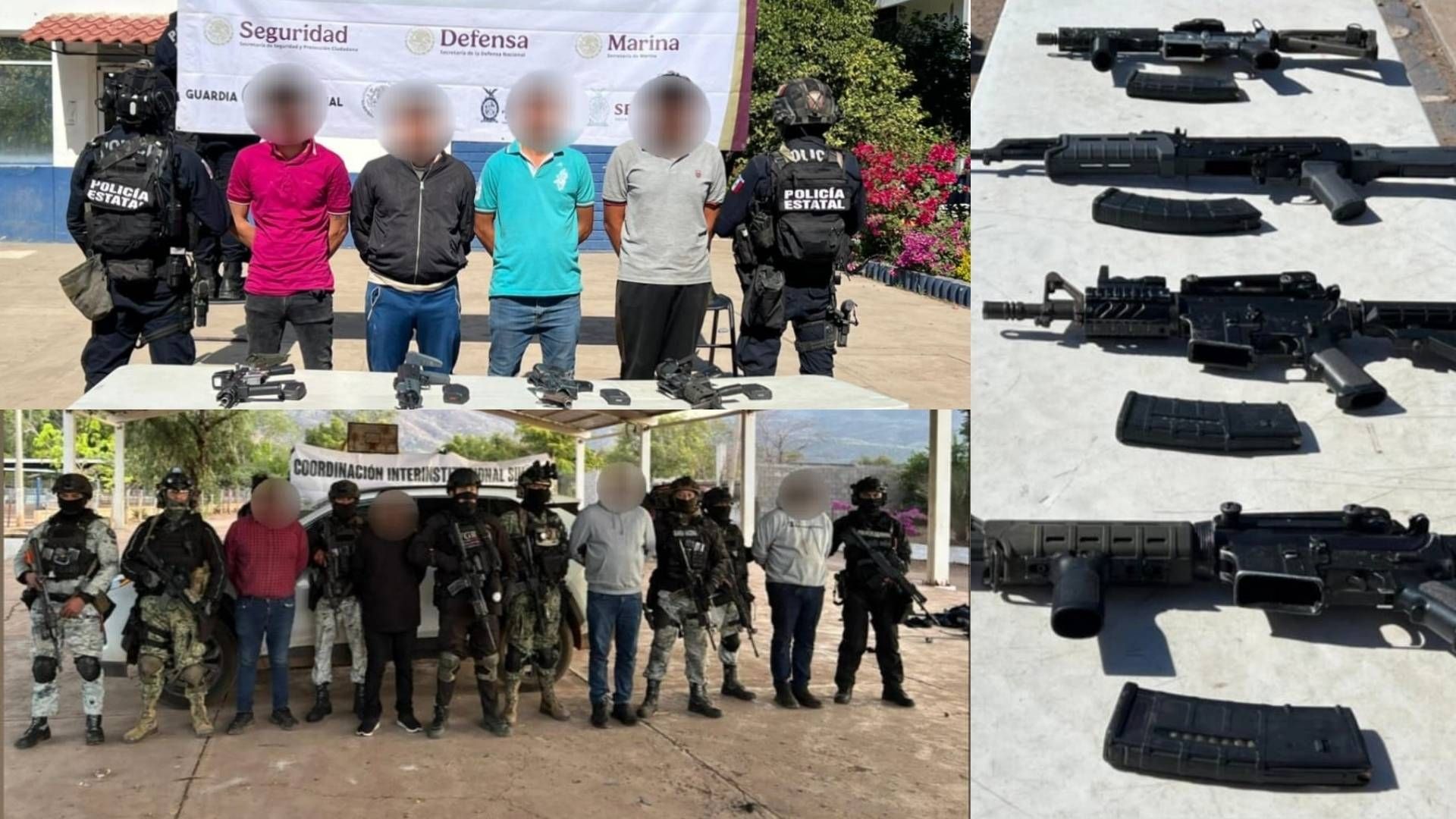 Foto de detenidos en operativo de seguridad en Badiraguato