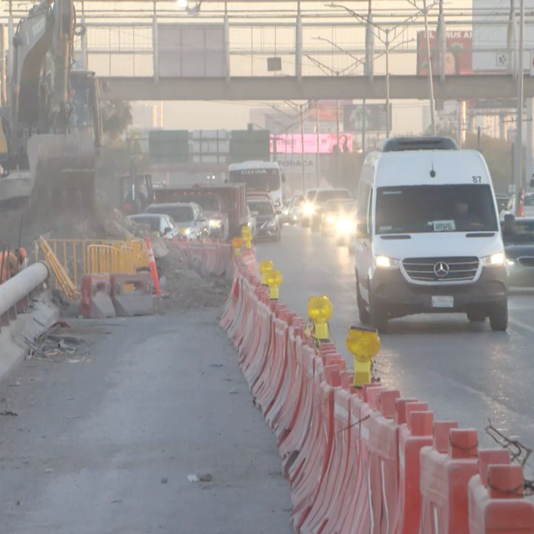 Obras de Línea 6 del Metro de Monterrey en Avenida Miguel Alemán