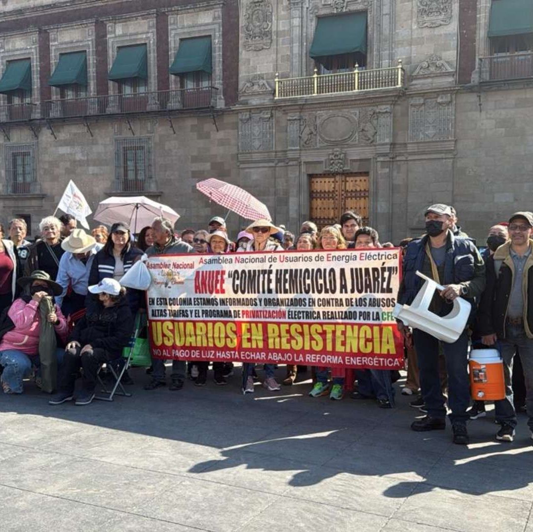 Protesta de la Asamblea Nacional de Usuarios de Energía Eléctrica en CDMX. Foto: N+