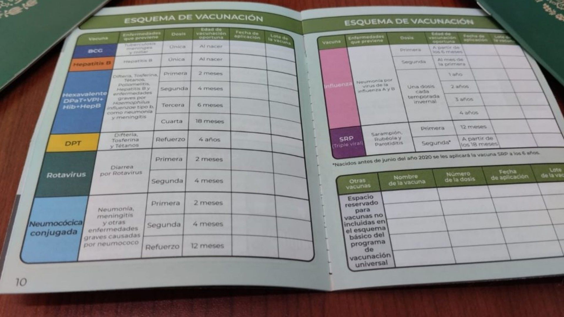 Nueva cartilla de vacunación.