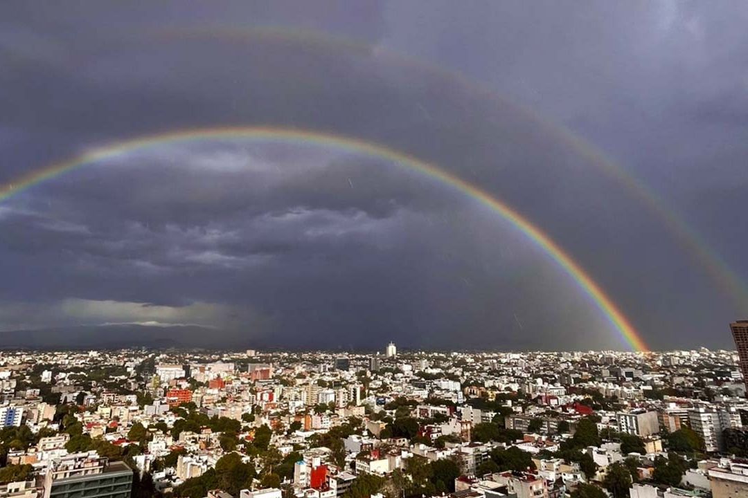 Así lució el doble arcoíris en CDMX