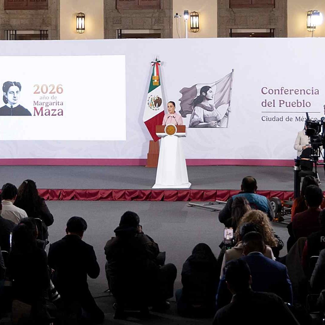 Claudia Sheinbaum en conferencia de prensa en Palacio Nacional