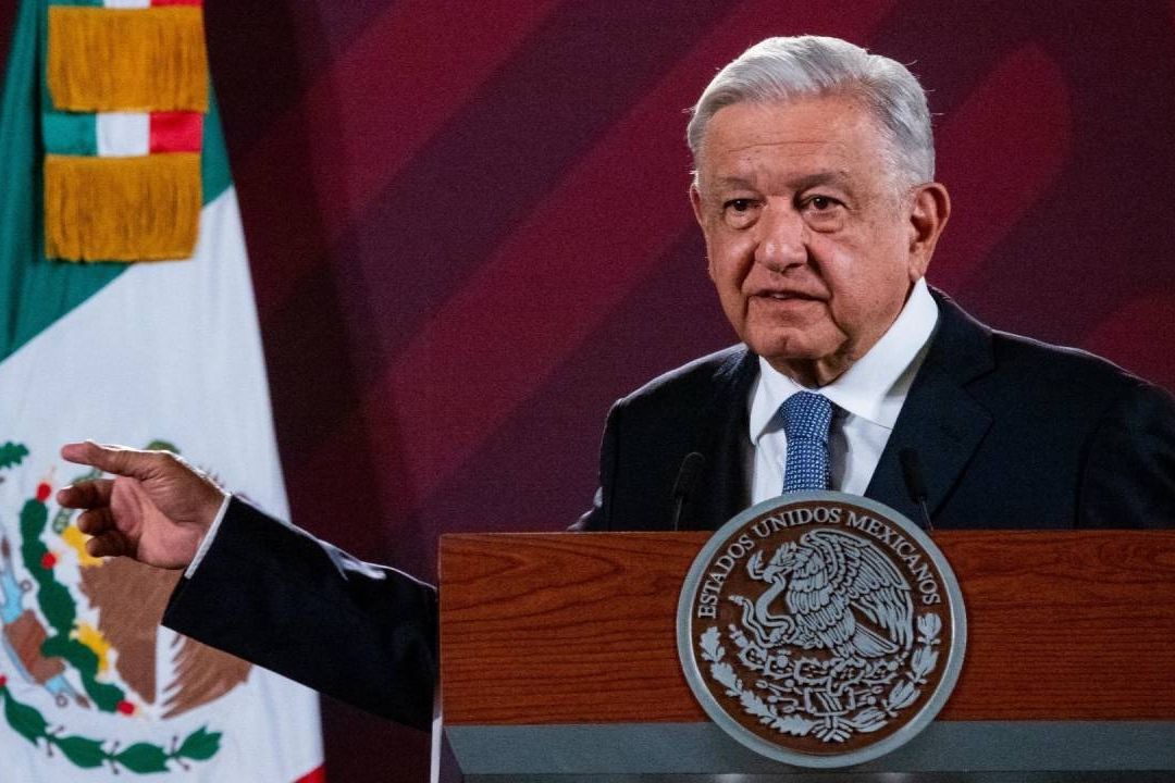 López Obrador en conferencia de prensa en Palacio Nacional, el 8 de agosto de2023