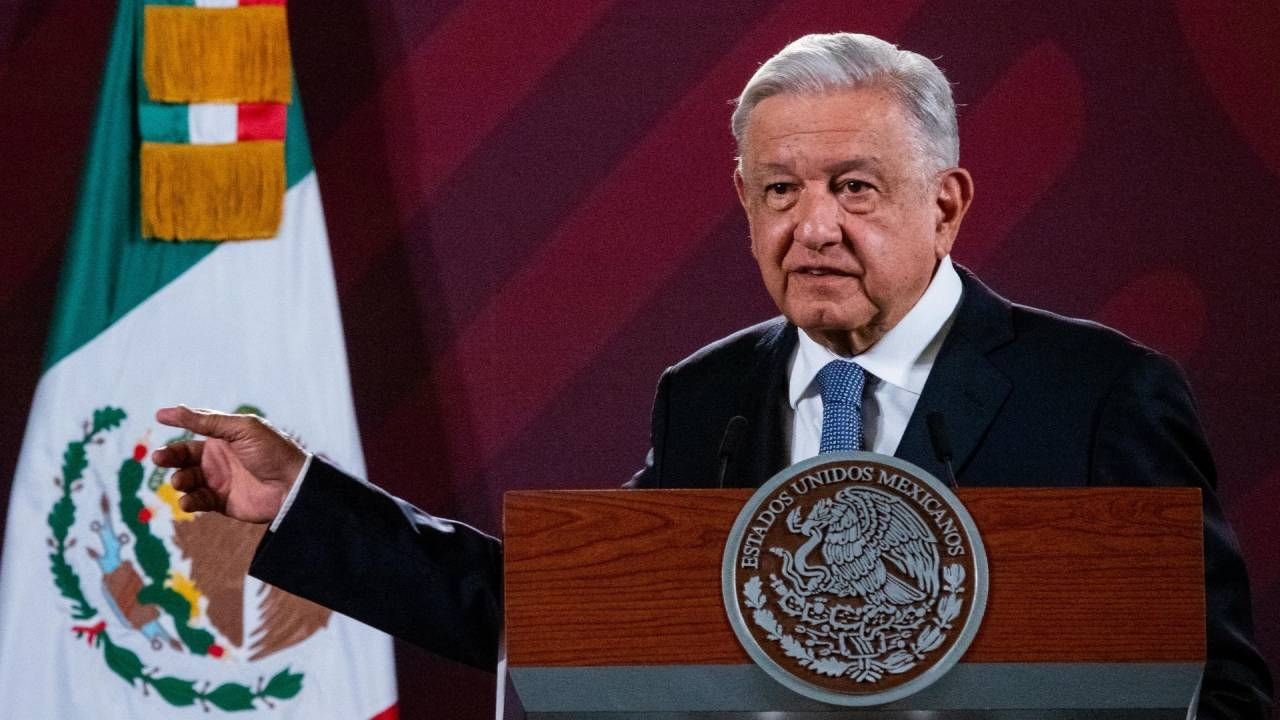 López Obrador en conferencia de prensa en Palacio Nacional, el 8 de agosto de2023