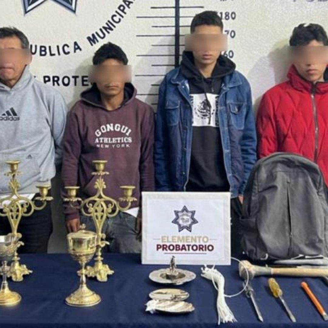 Cuatro Sujetos Detenidos Robo Iglesia San Juan Calvario San Pedro Cholula Puebla