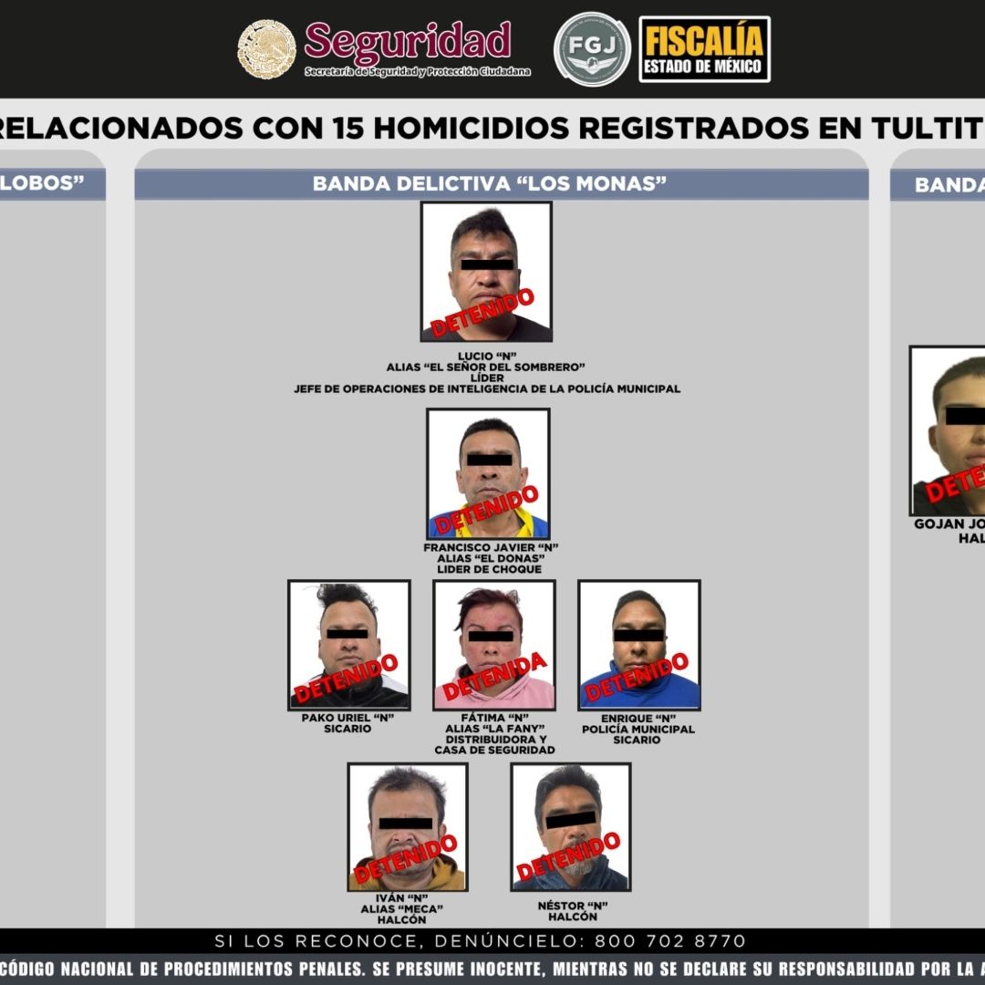 De 'Lobos' a 'Monas': Detienen a 11 Personas de Bandas de Alto Nivel de Violencia en Edomex