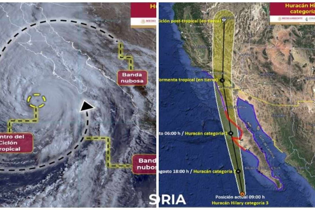 El huracán Hilary mantiene su trayectoria hacia la Península de Baja California