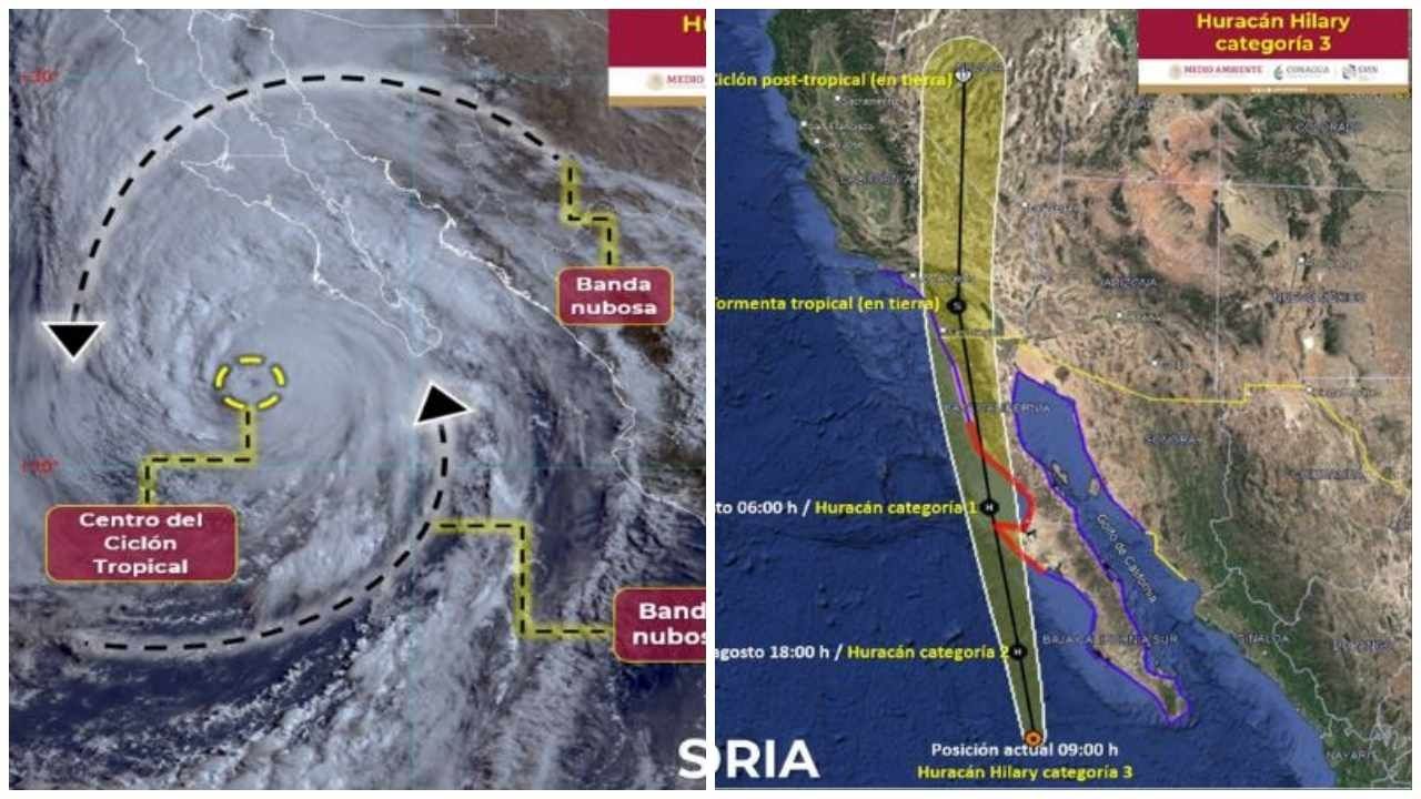 El huracán Hilary mantiene su trayectoria hacia la Península de Baja California
