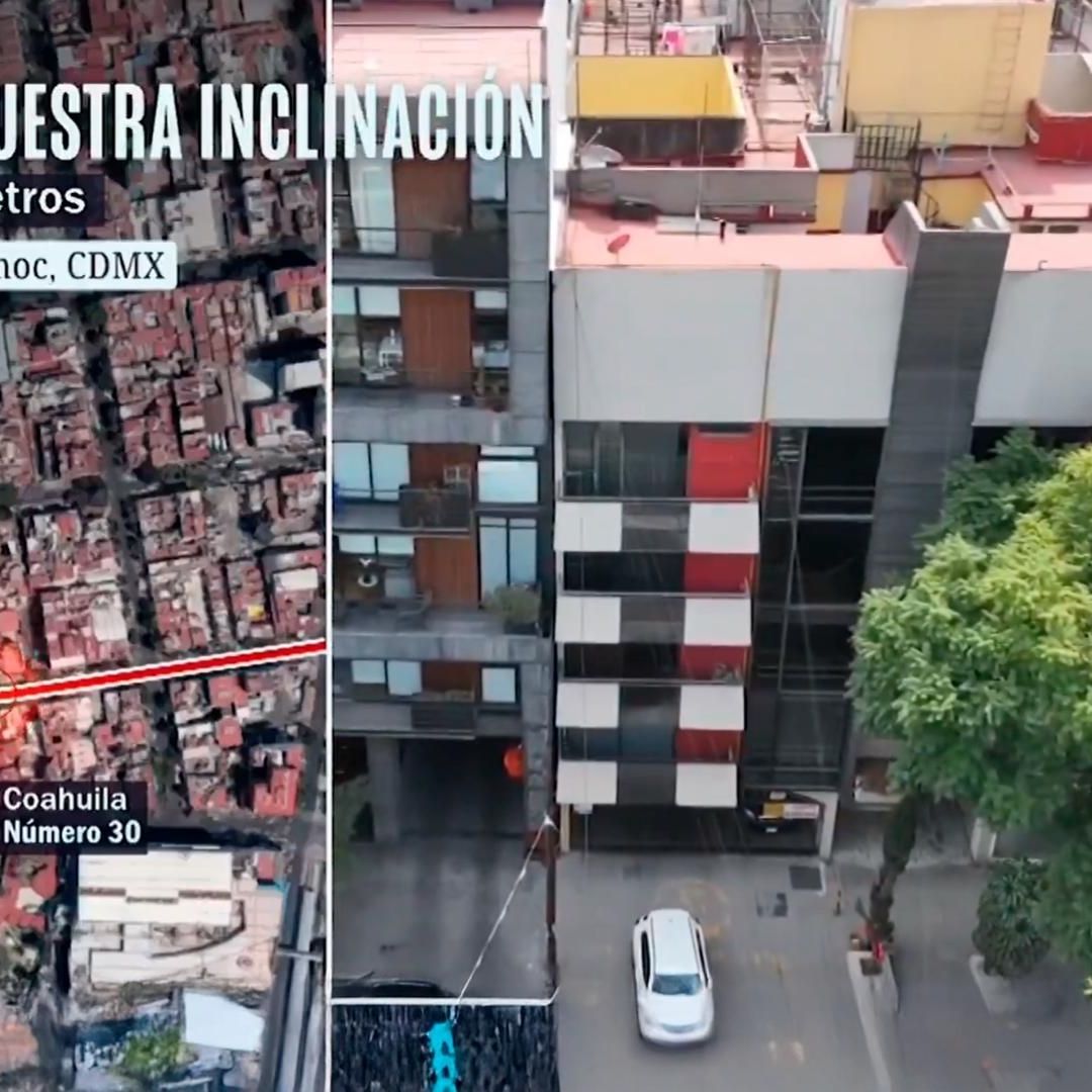 Vecinos observan la inclinación en el edificio de la calle Coahuila